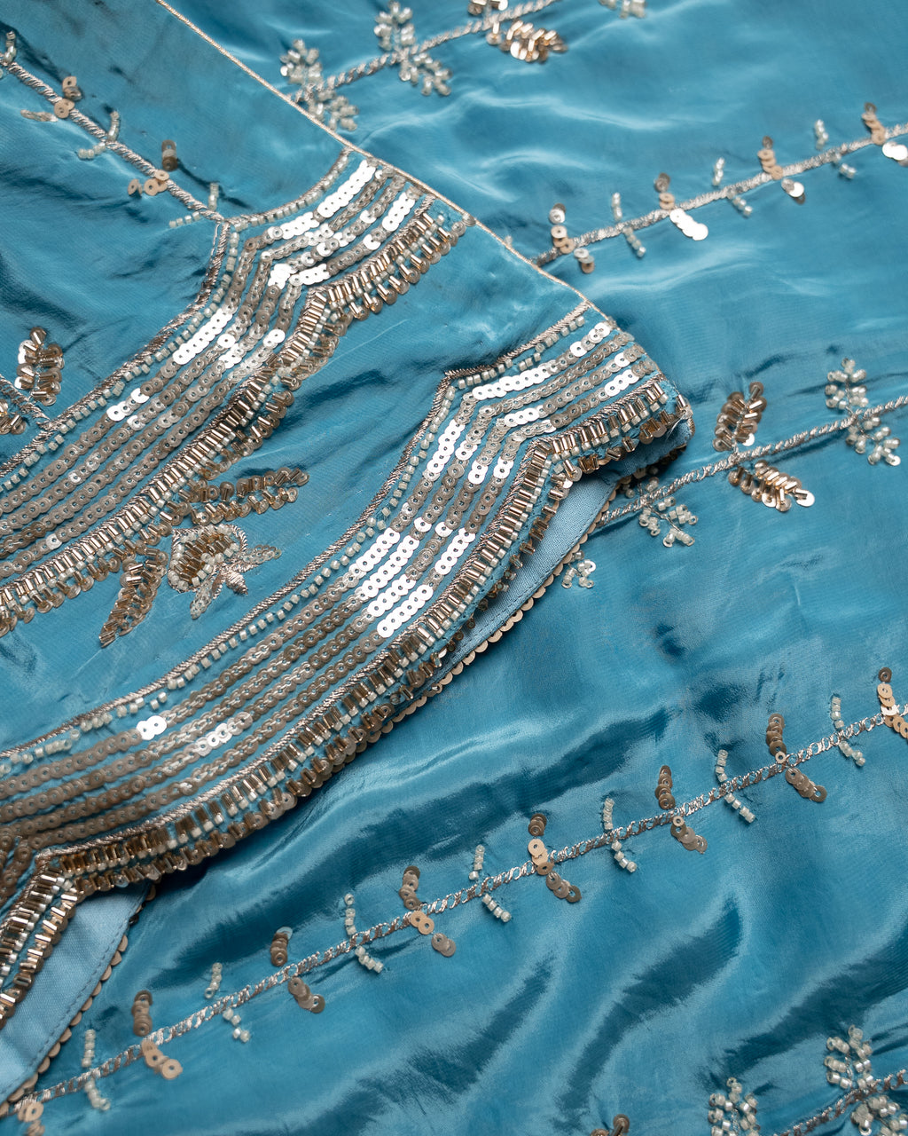 Sky Blue Embroidered Luxury  Suit