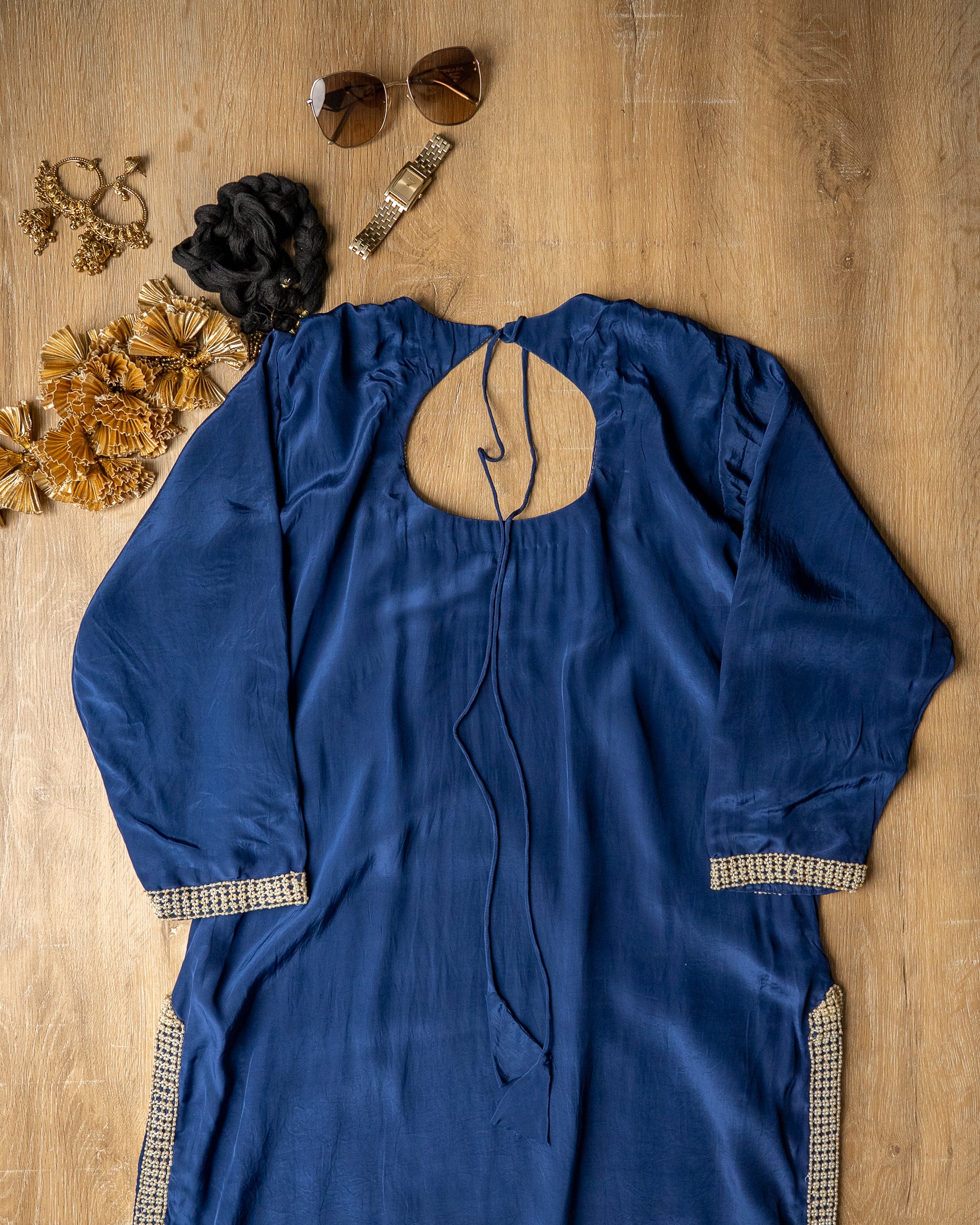 Navy Blue Embroidered Gharara Set