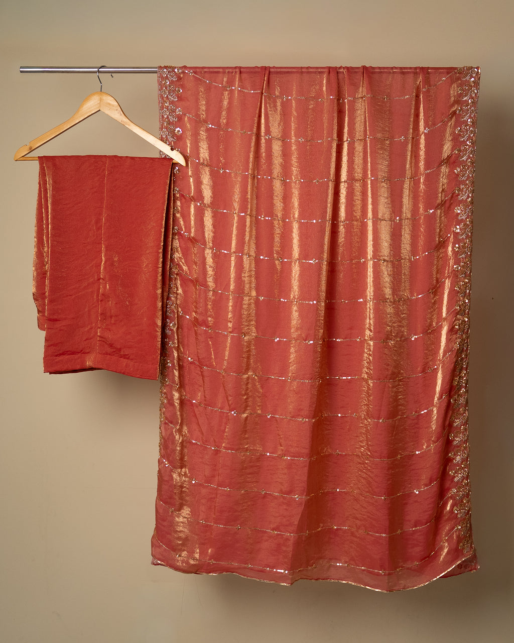 Rust Orange Sequin Elegance Set