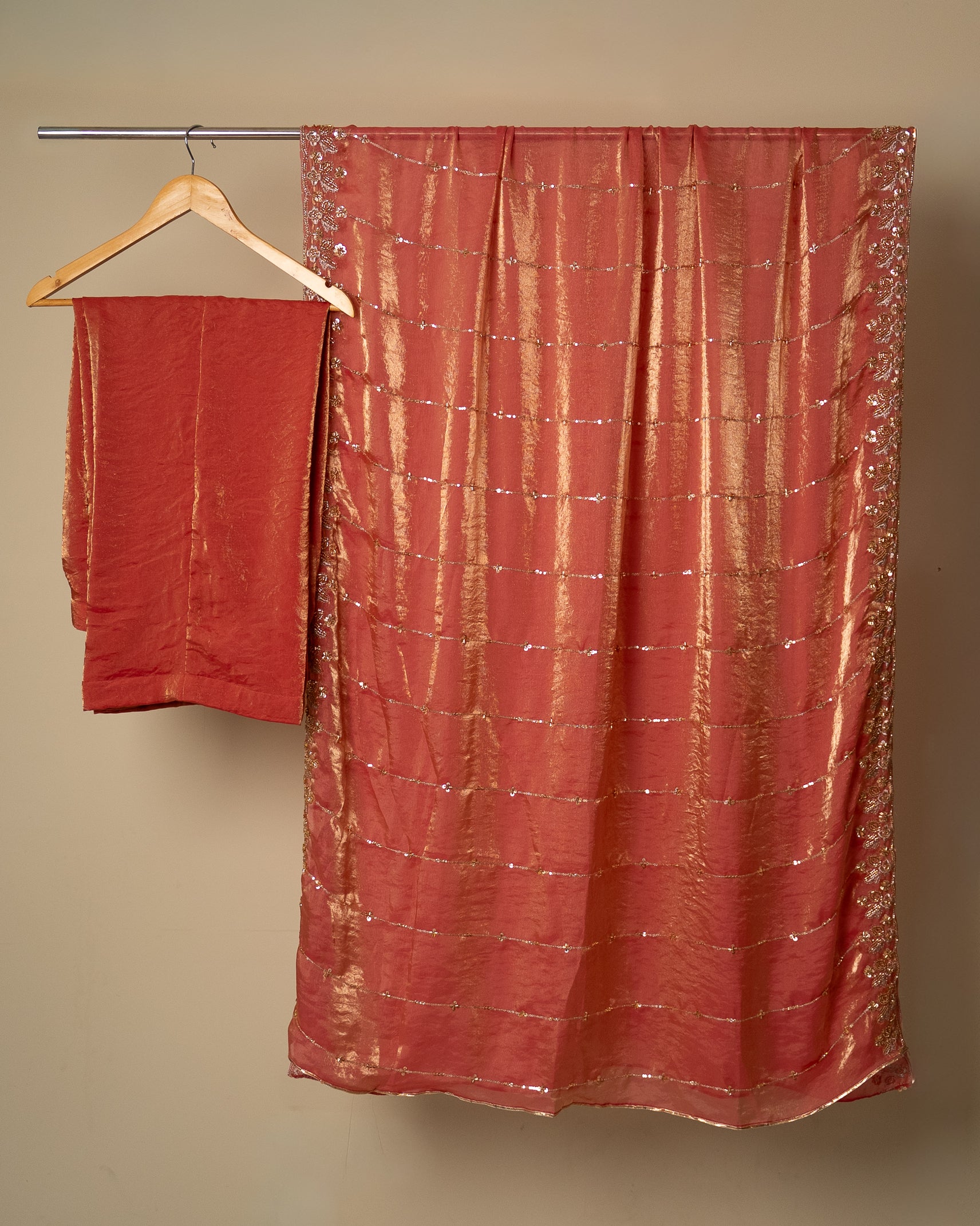 Rust Orange Sequin Elegance Set