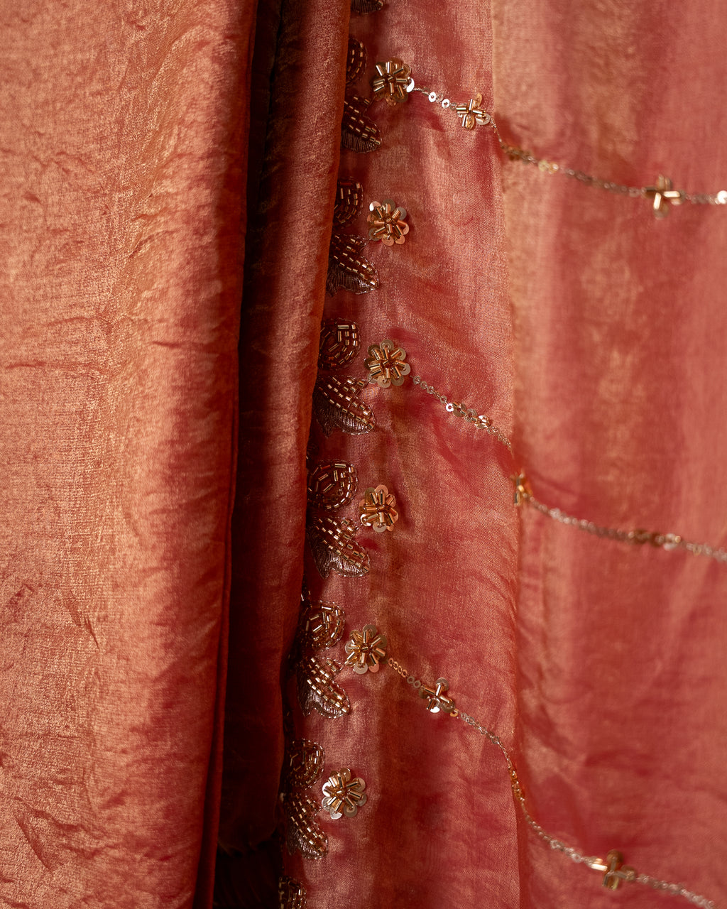 Rust Pink Embroidered Luxury Farshi Salwar Suit Set
