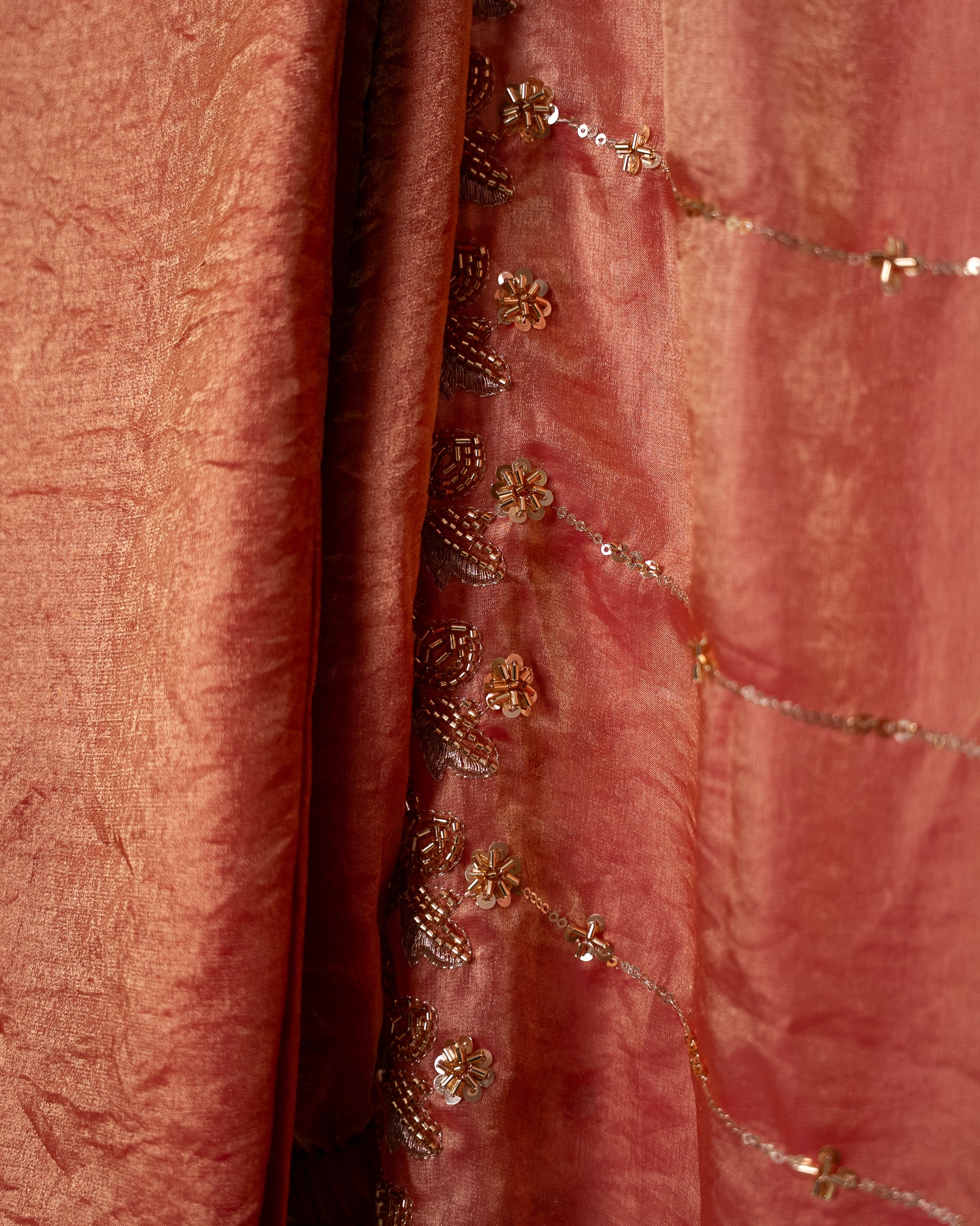 Rust Pink Embroidered Luxury Farshi Salwar Suit Set
