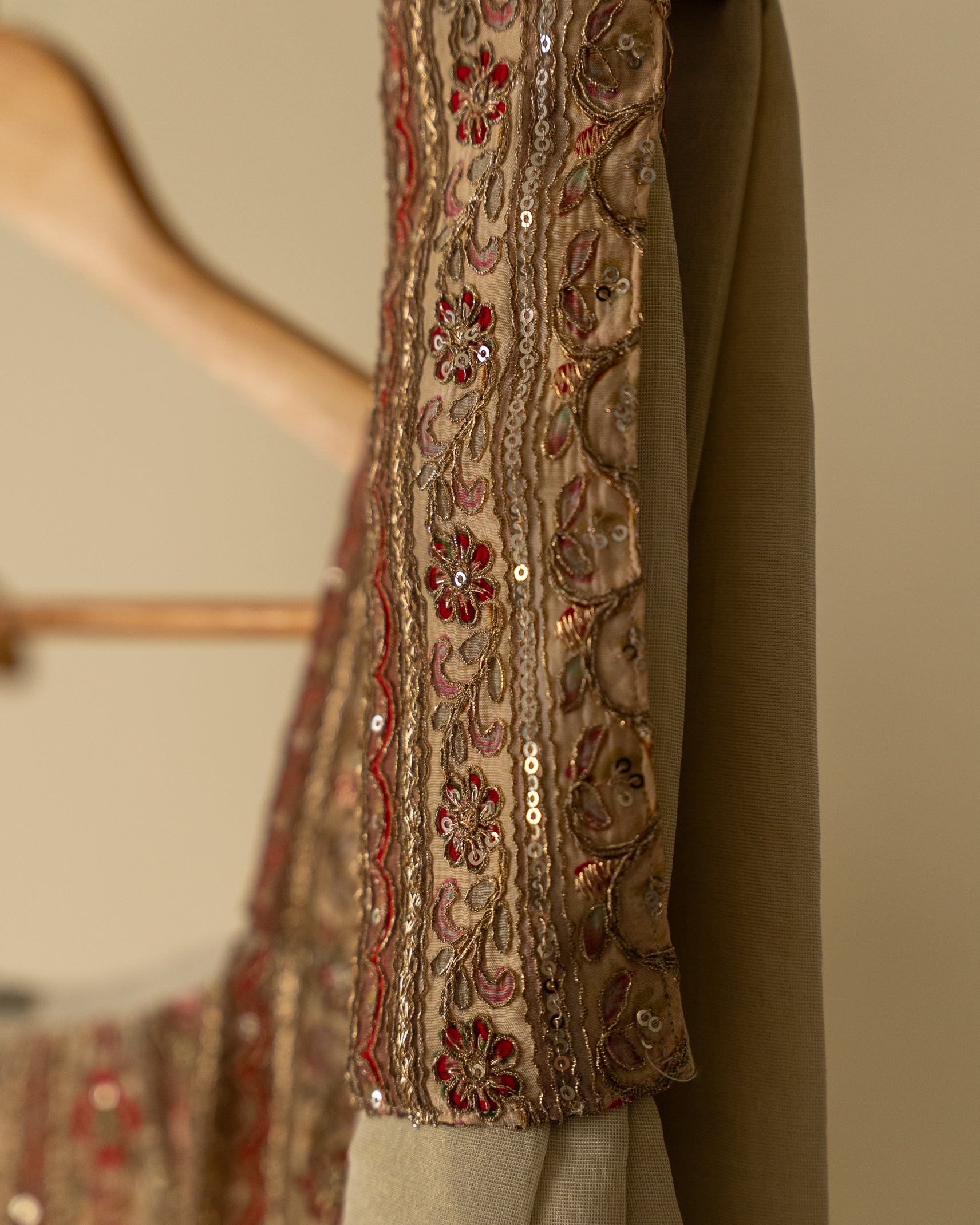 Ivory Beige Embroidered Luxury Suit Set