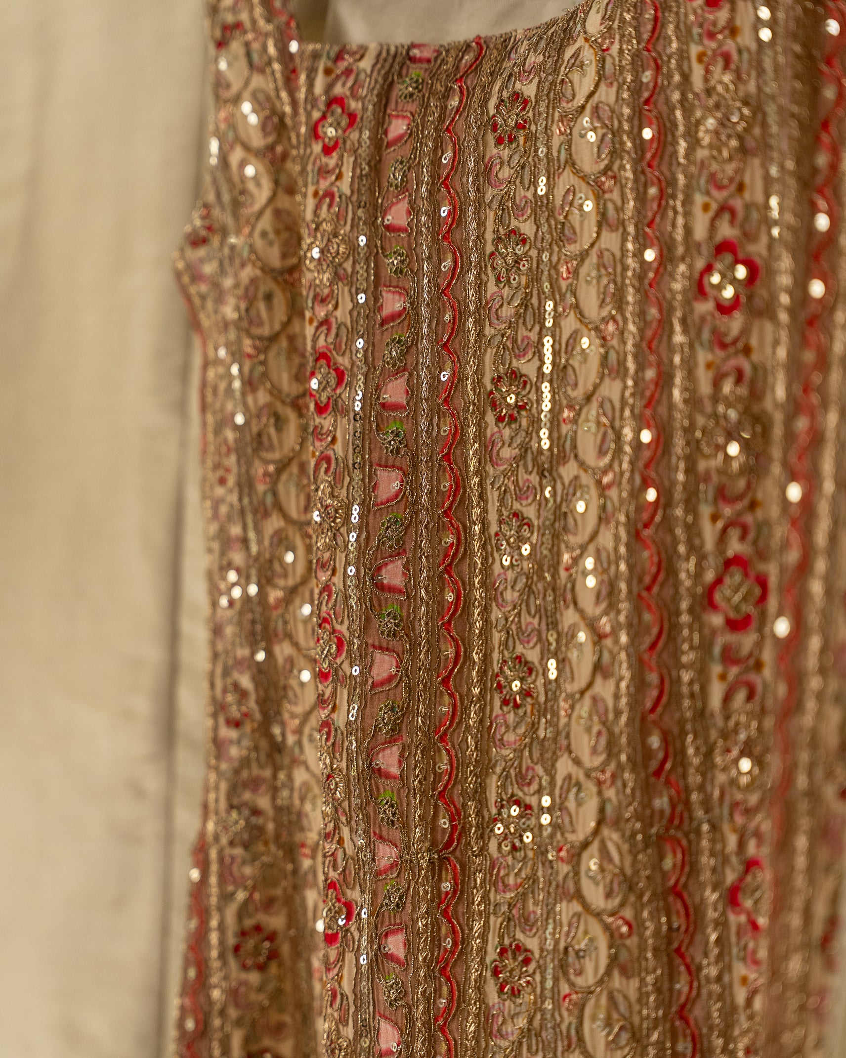 Ivory Beige Embroidered Luxury Suit Set
