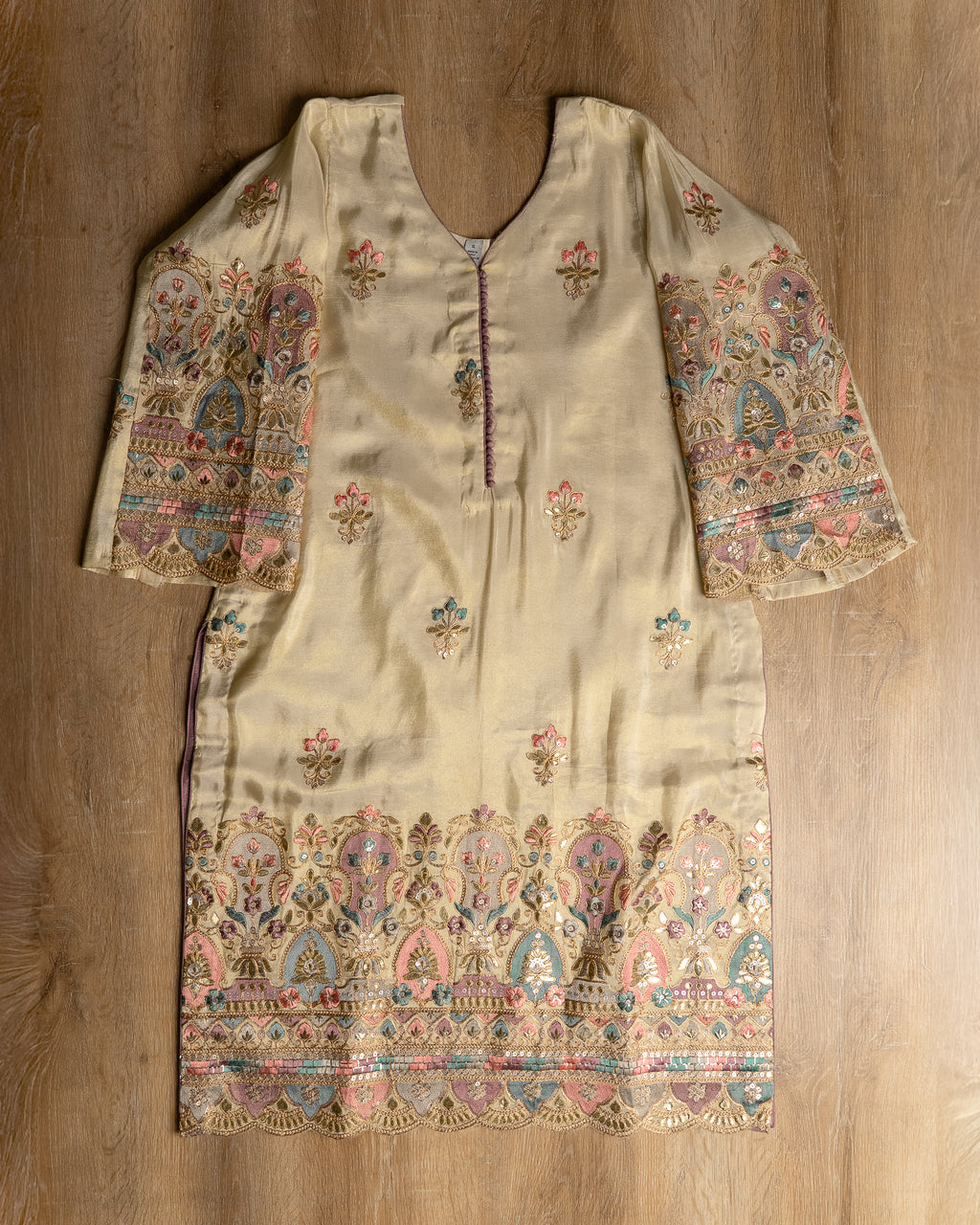Beige Handwork Suit Set