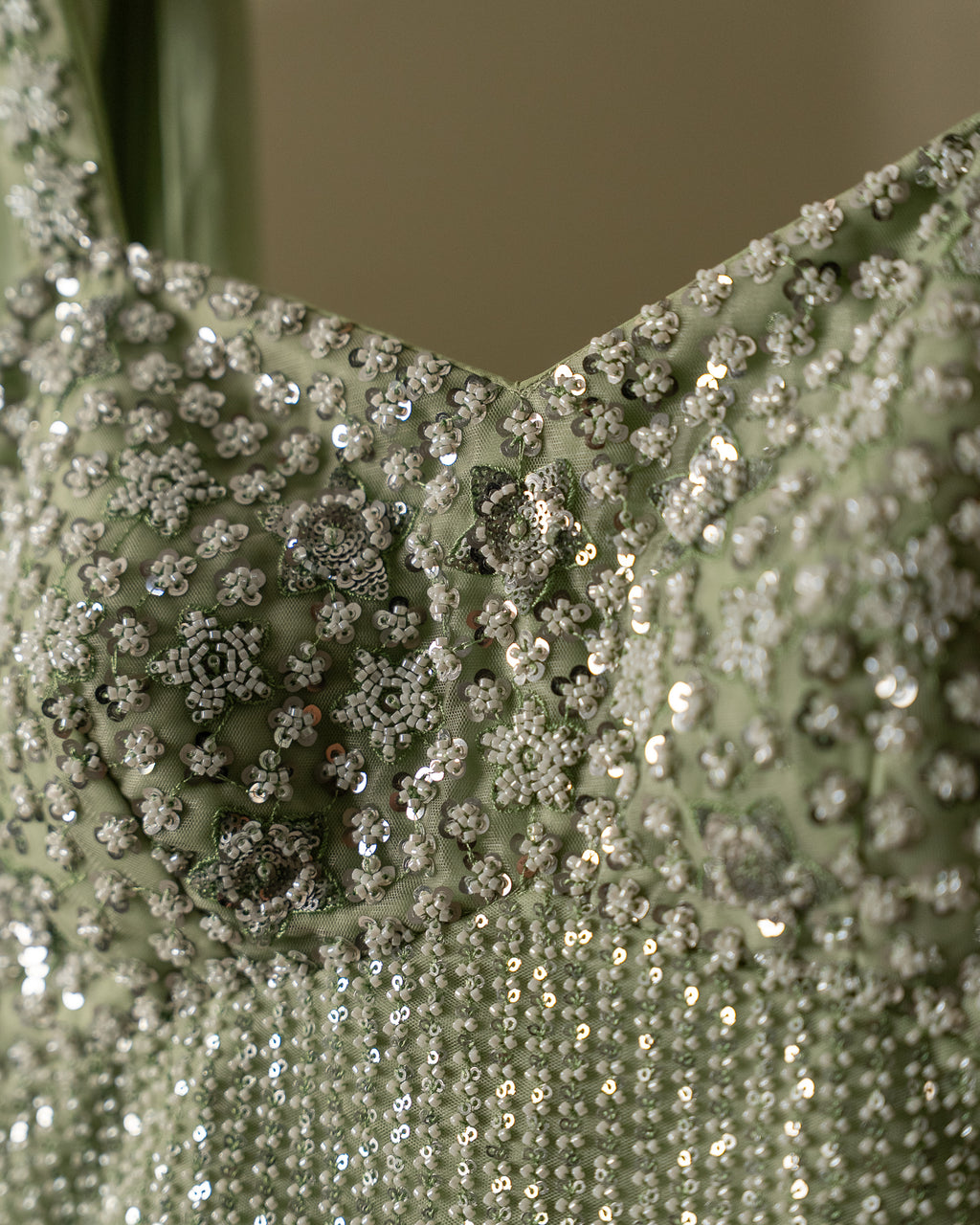 Pre-Draped Pista Green Saree & Blouse Set