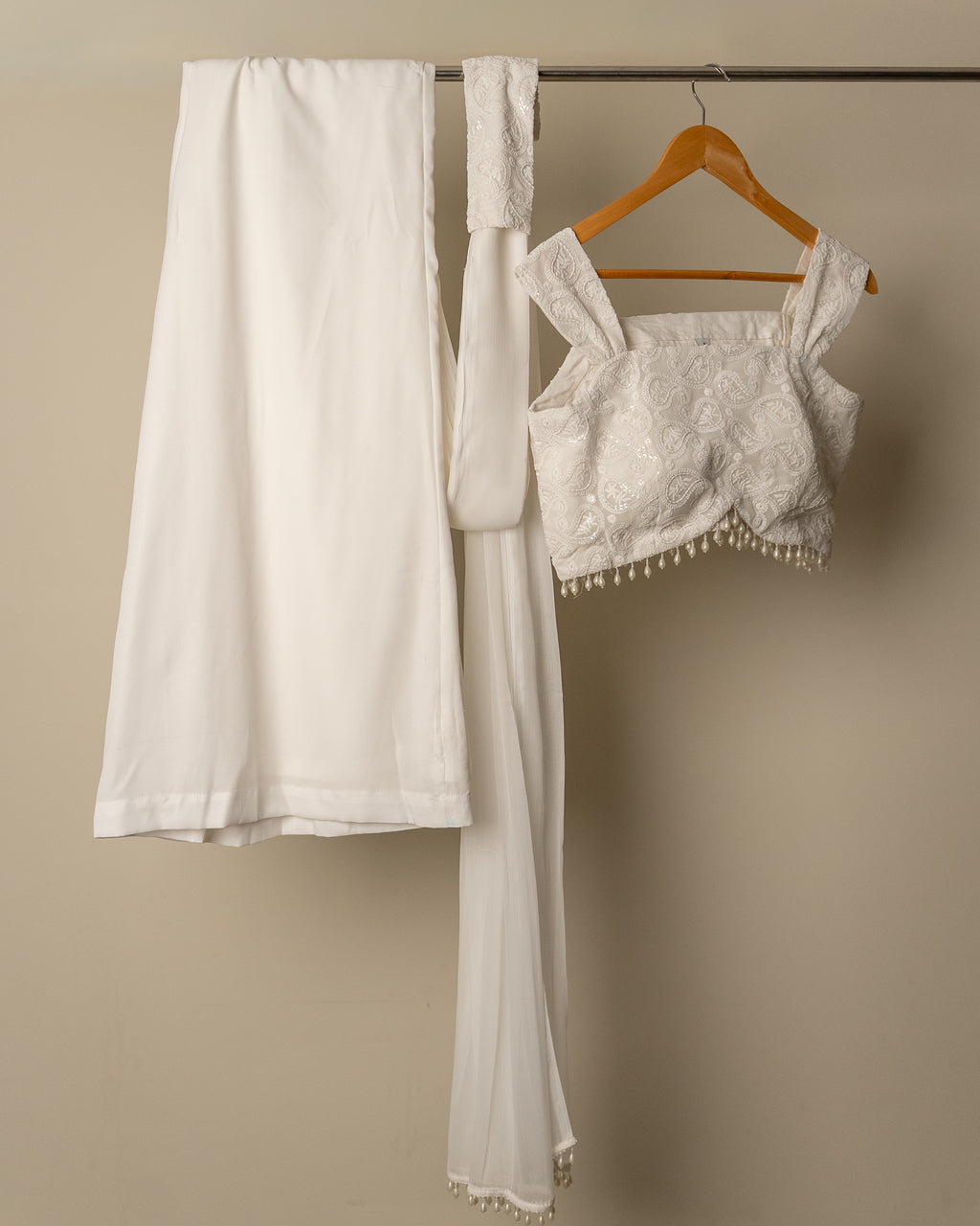 White Pearl Embellished co-ord Set