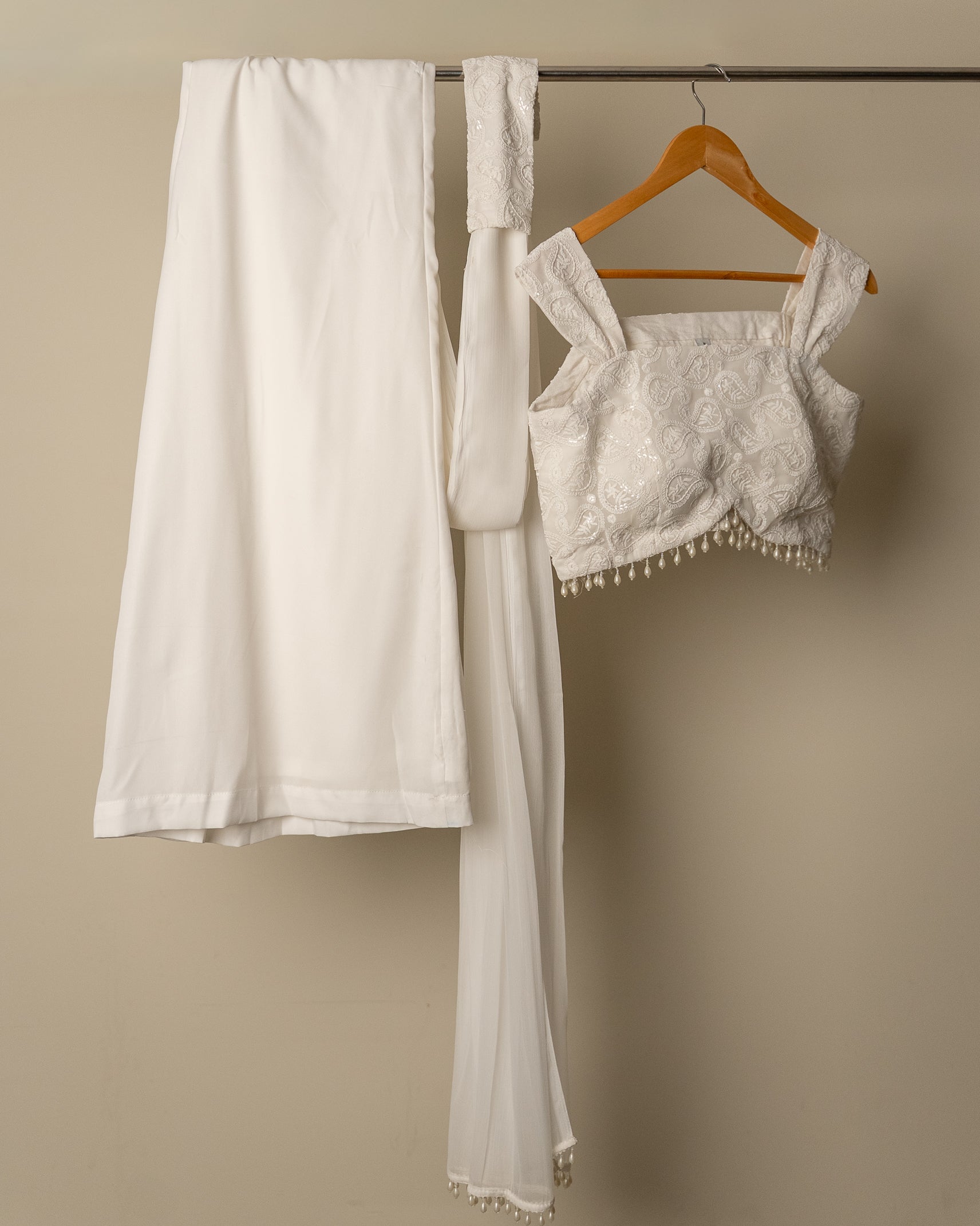 White Pearl Embellished co-ord Set
