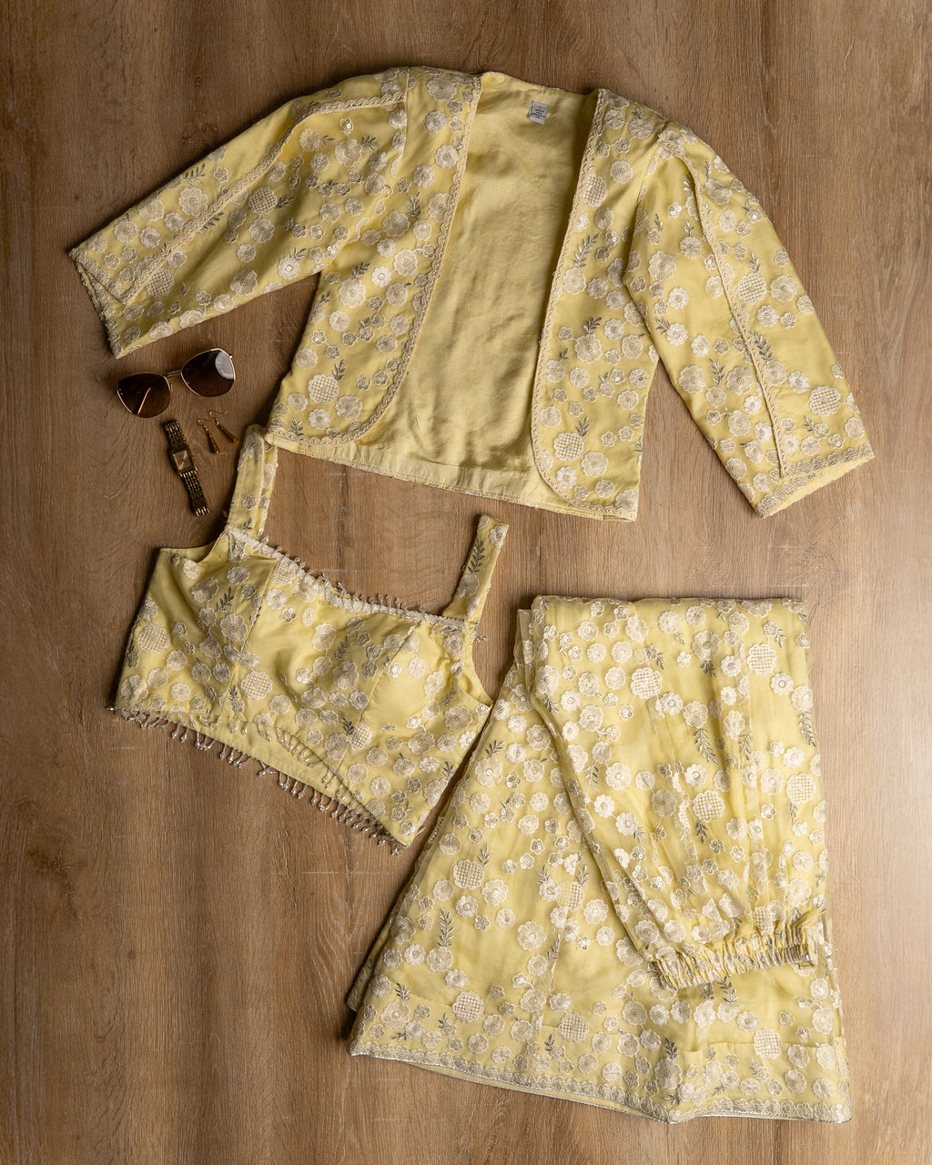 Pastel Yellow Floral Coord Set