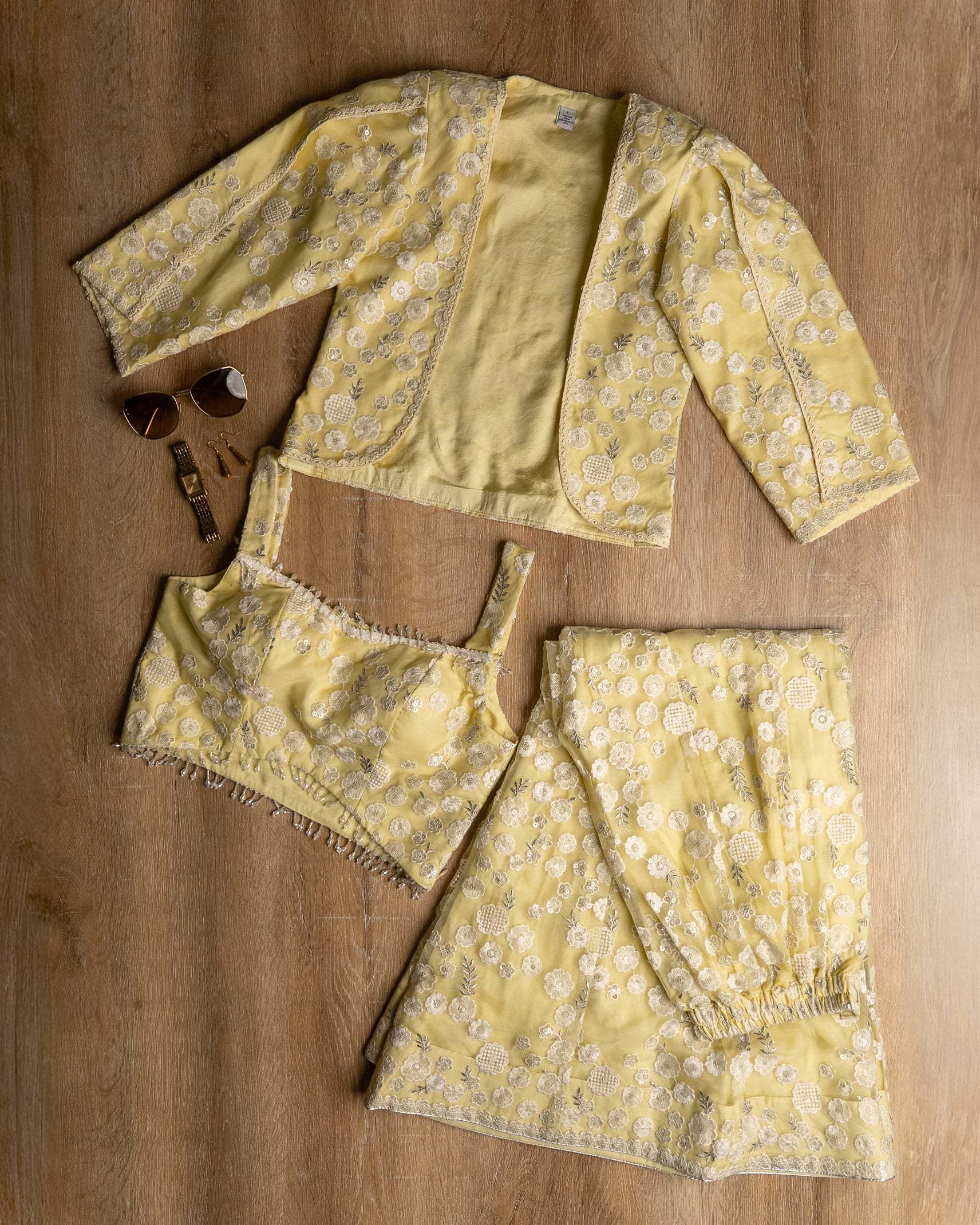 Pastel Yellow Floral Coord Set