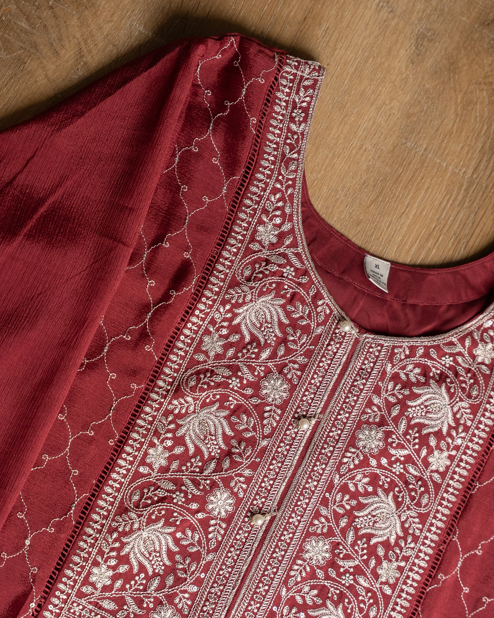 Deep Maroon Embroidered Kurta  Set