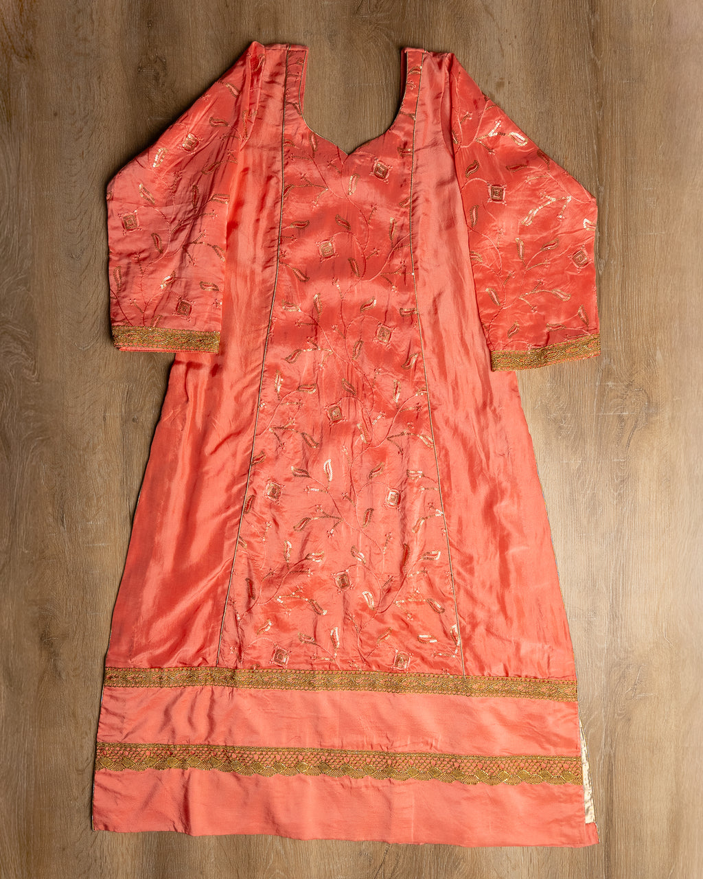 Peachy Pink Embroidered Suit