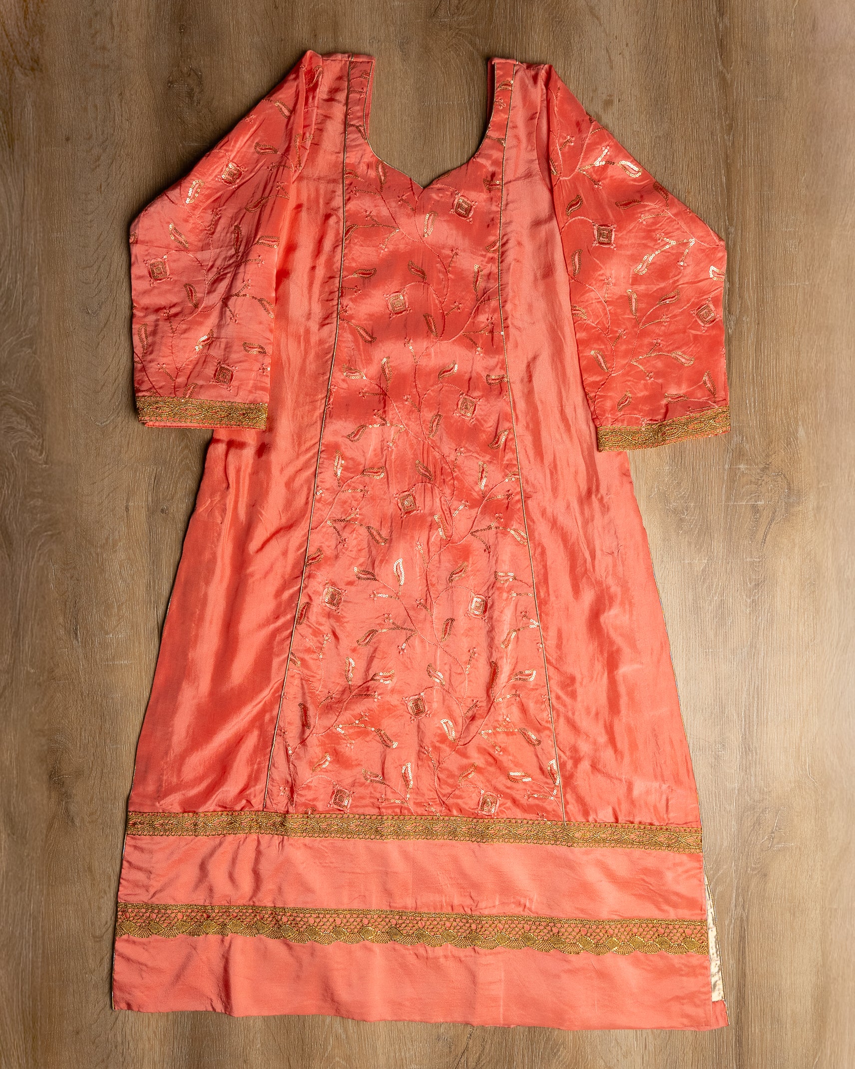 Peachy Pink Embroidered Suit