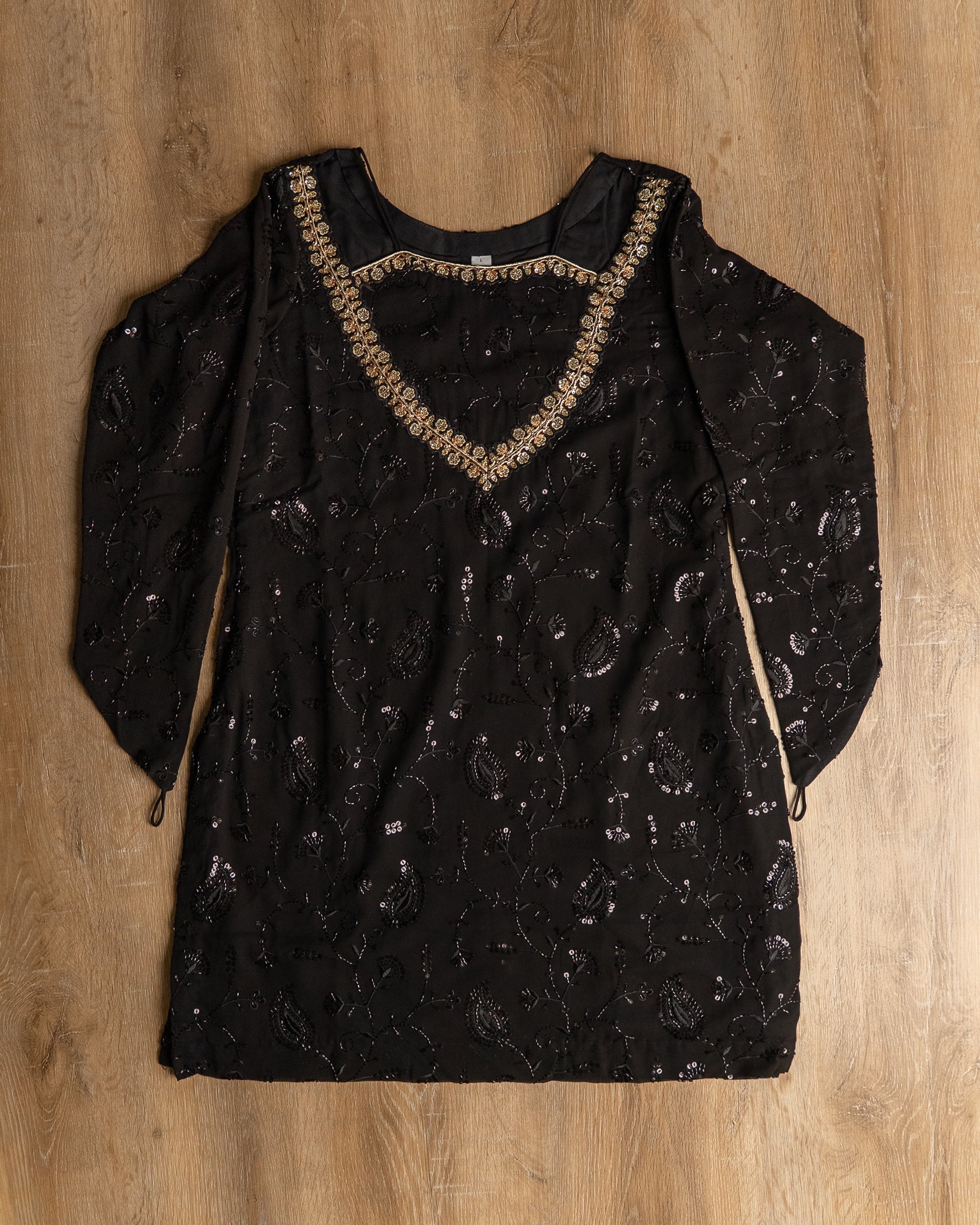 Noir Sequin Embroidered Suit set