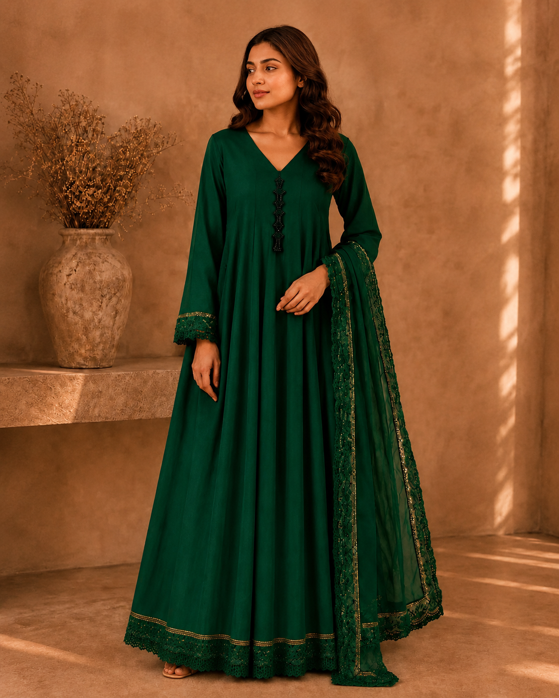Emerald Green Anarkali Set