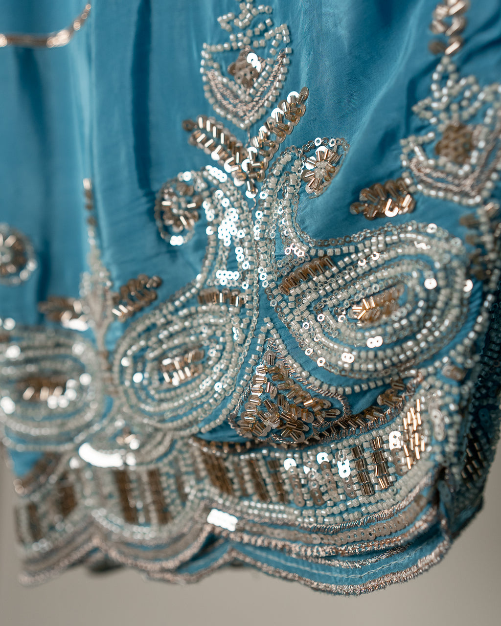 Sky Blue Embroidered Luxury  Suit