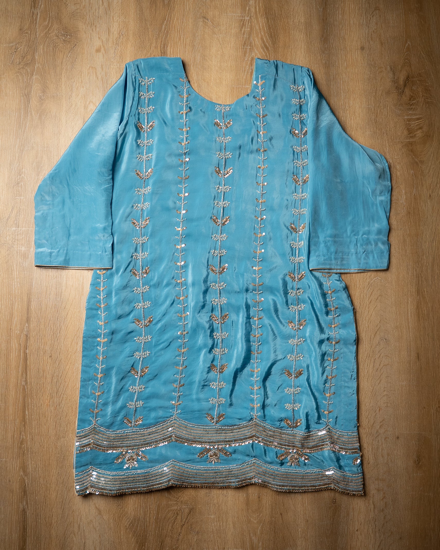 Sky Blue Embroidered Luxury  Suit
