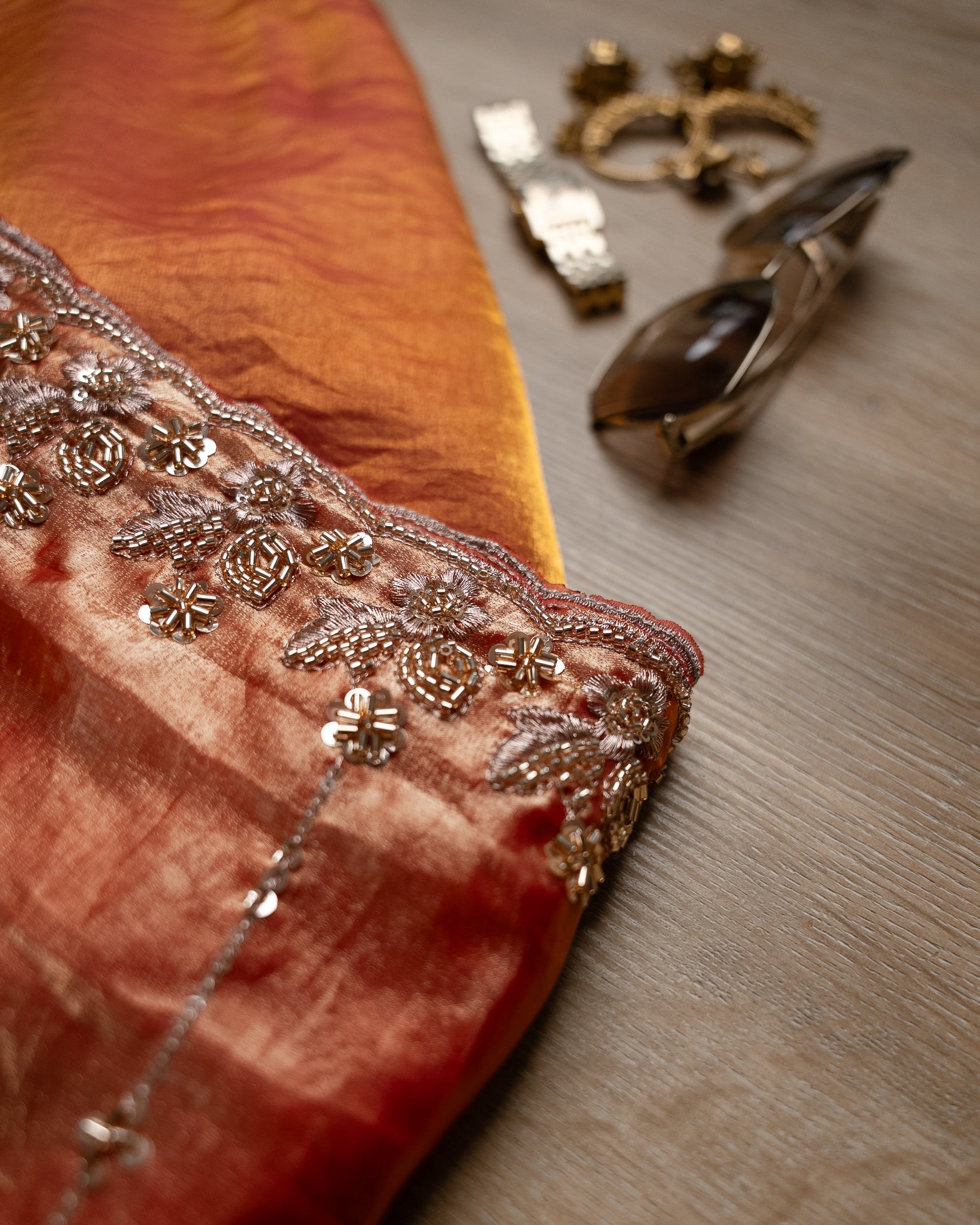 Rust Orange Sequin Elegance Set