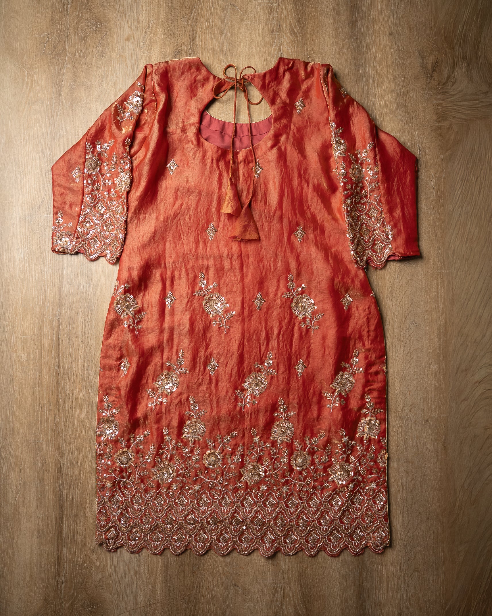Rust Pink Embroidered Luxury Farshi Salwar Suit Set