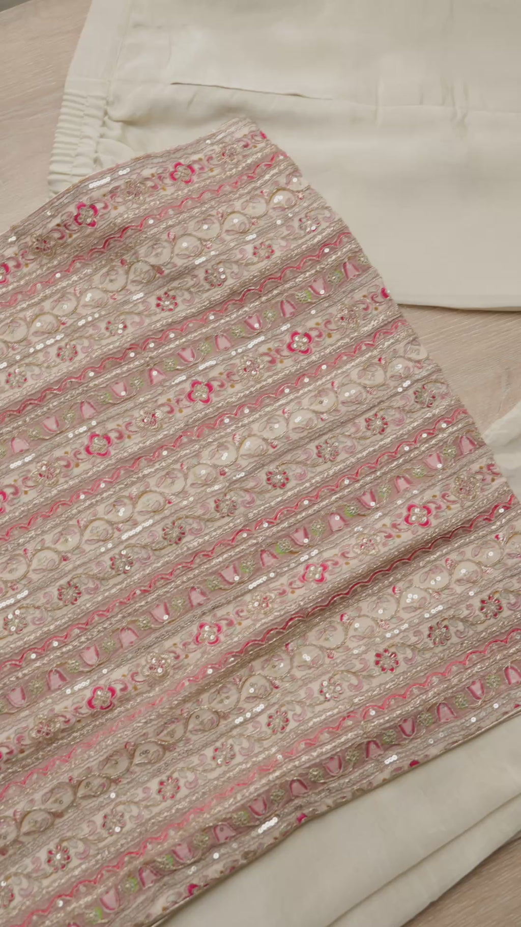 Ivory Beige Embroidered Luxury Suit Set