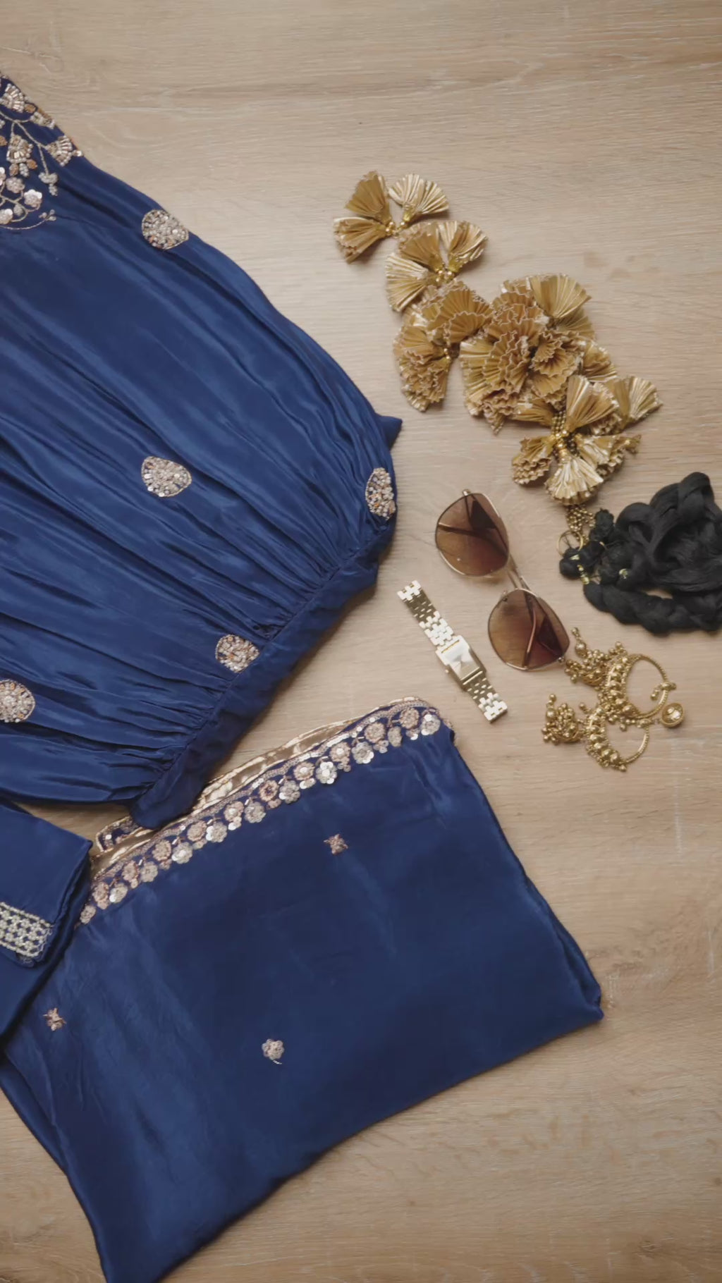 Navy Blue Embroidered Gharara Set