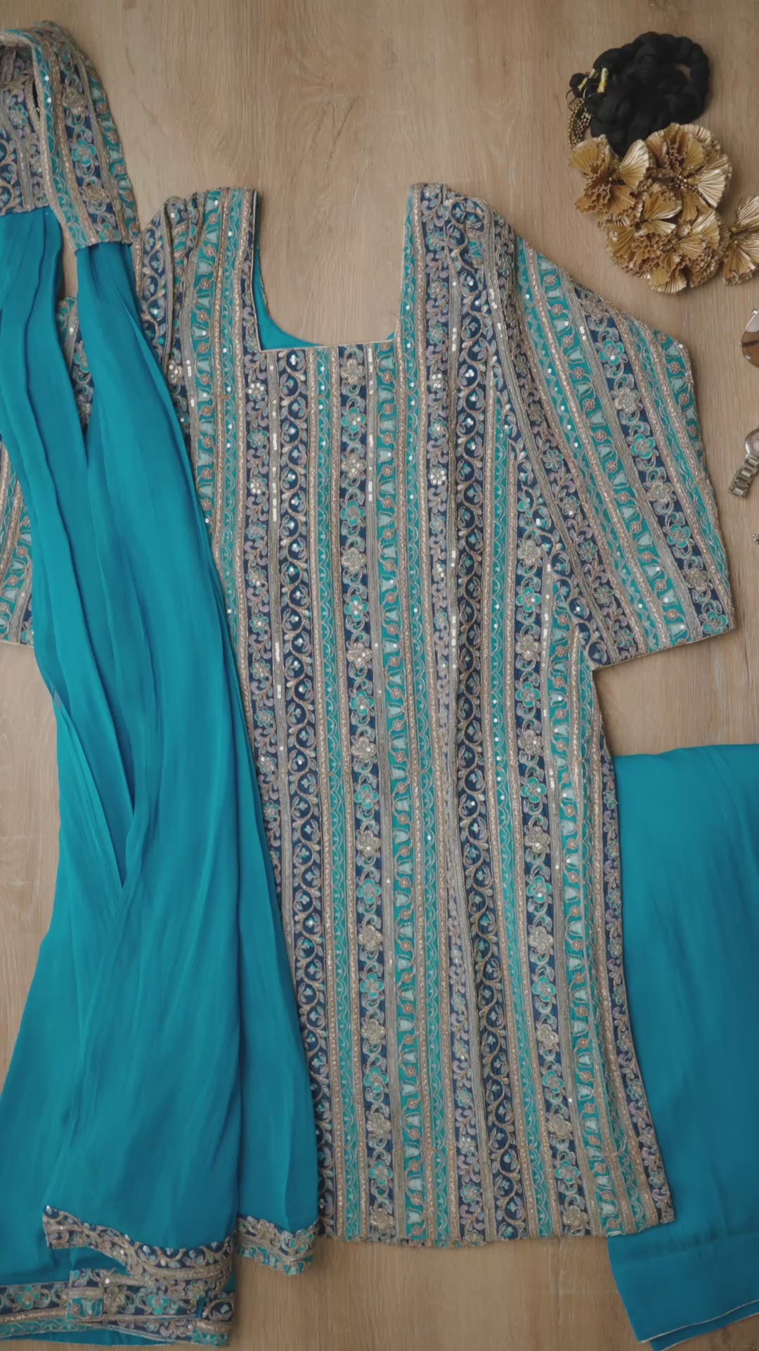 Blue Royal Embroidered Suit Set