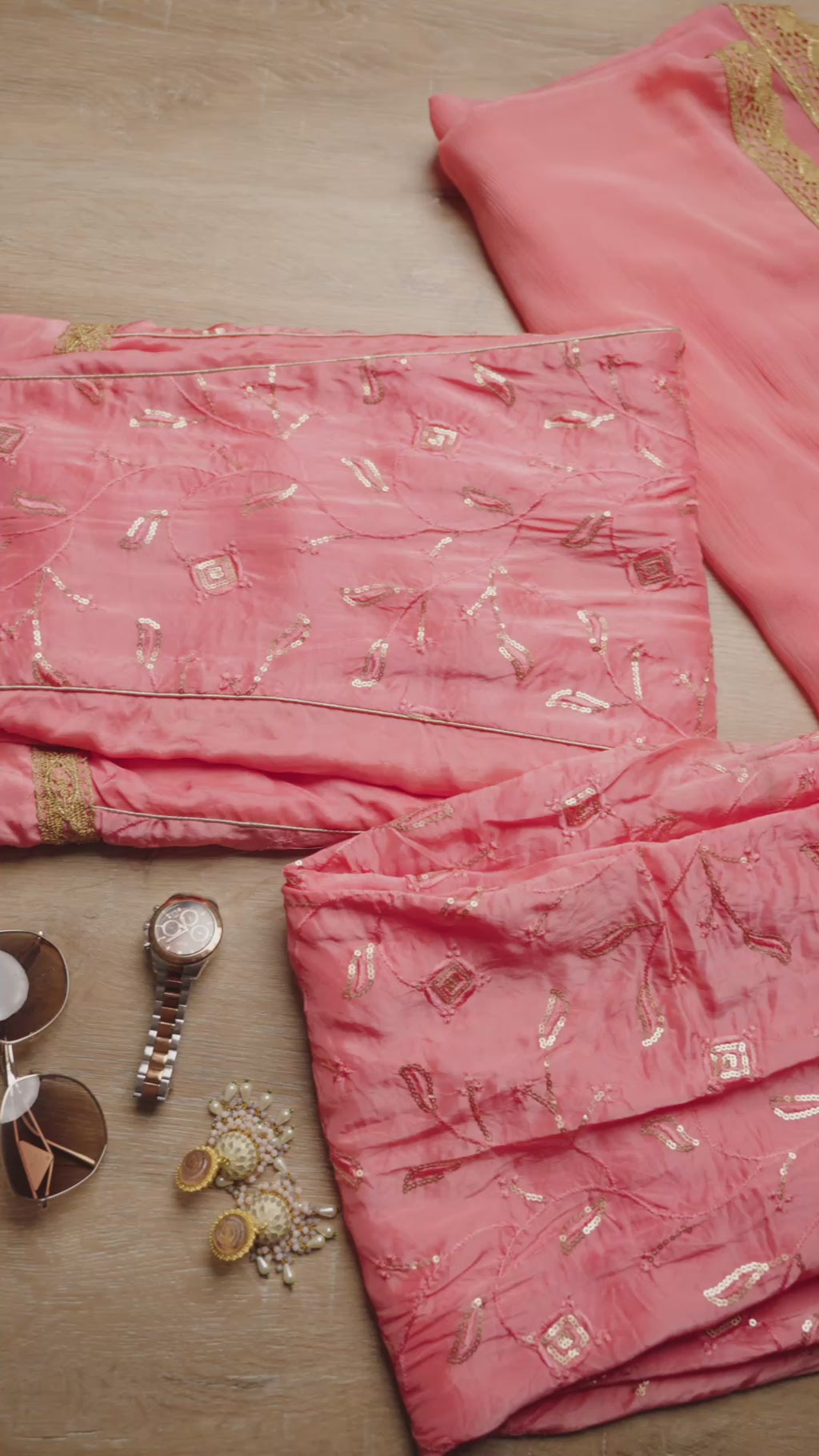 Peachy Pink Embroidered Suit