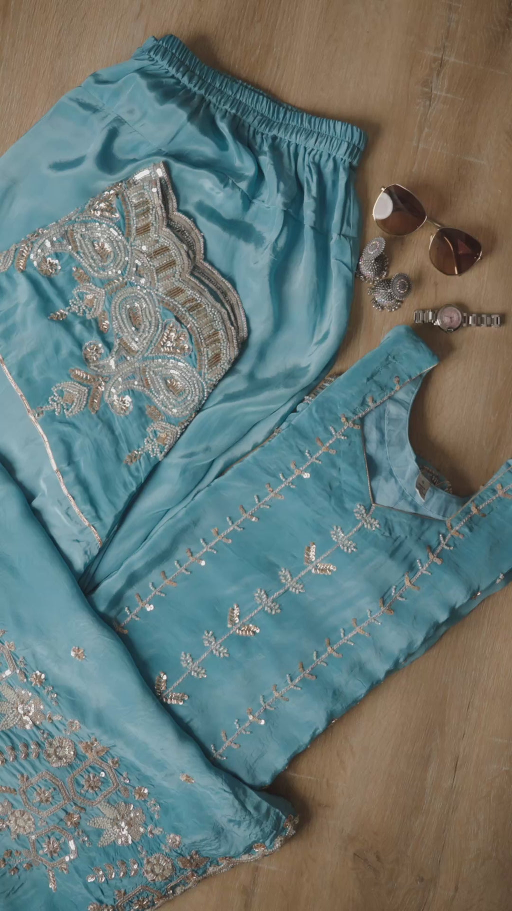 Sky Blue Embroidered Luxury  Suit