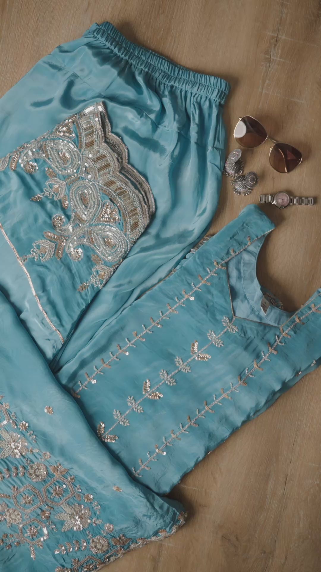 Sky Blue Embroidered Luxury  Suit