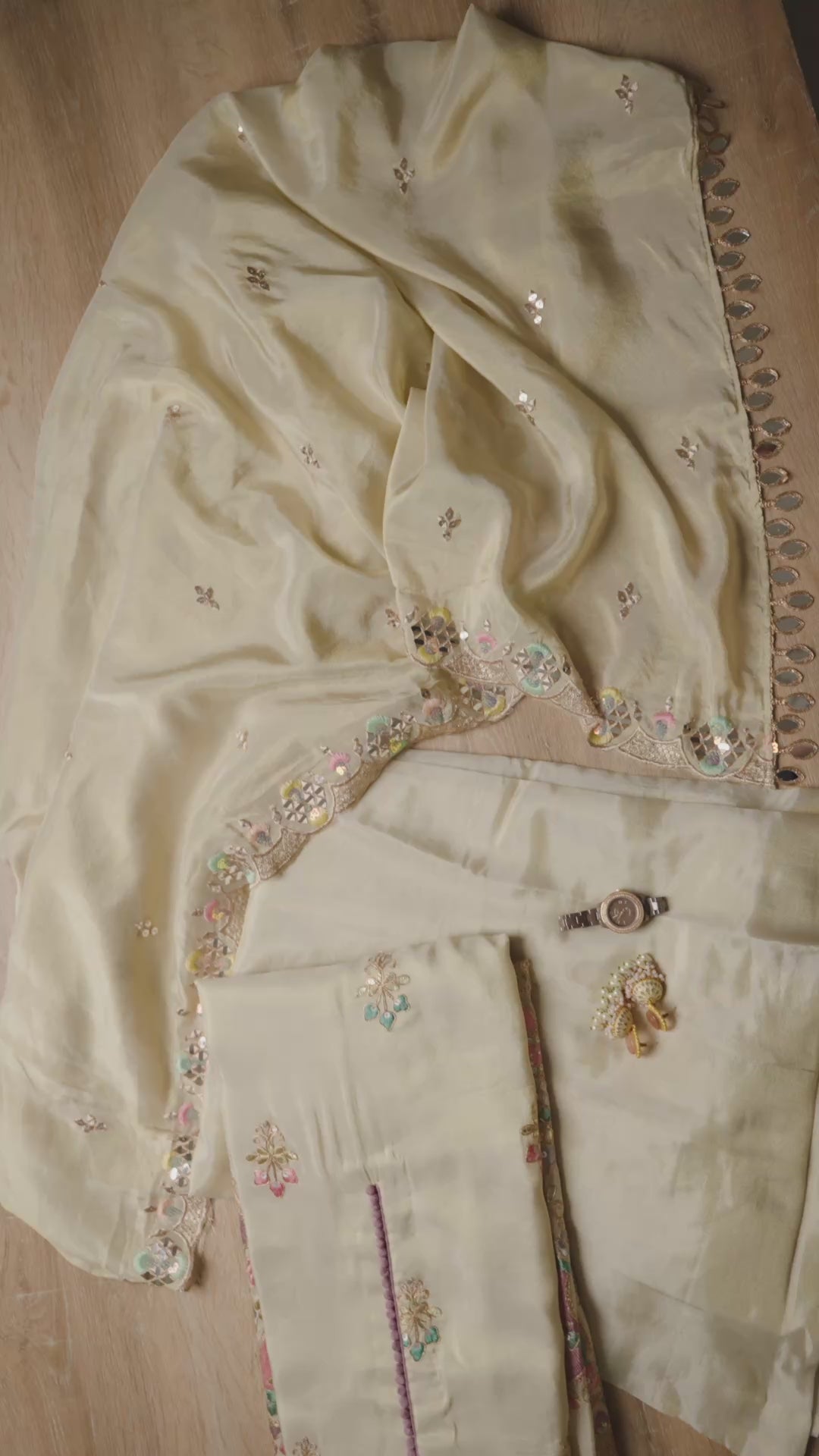 Beige Handwork Suit Set