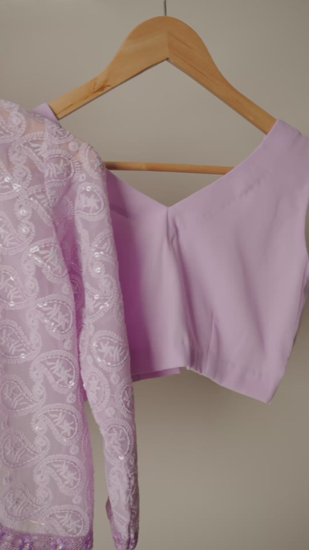 Lavender Co-Ord Set with Lace Overlay Jacket & Wide Leg Pants