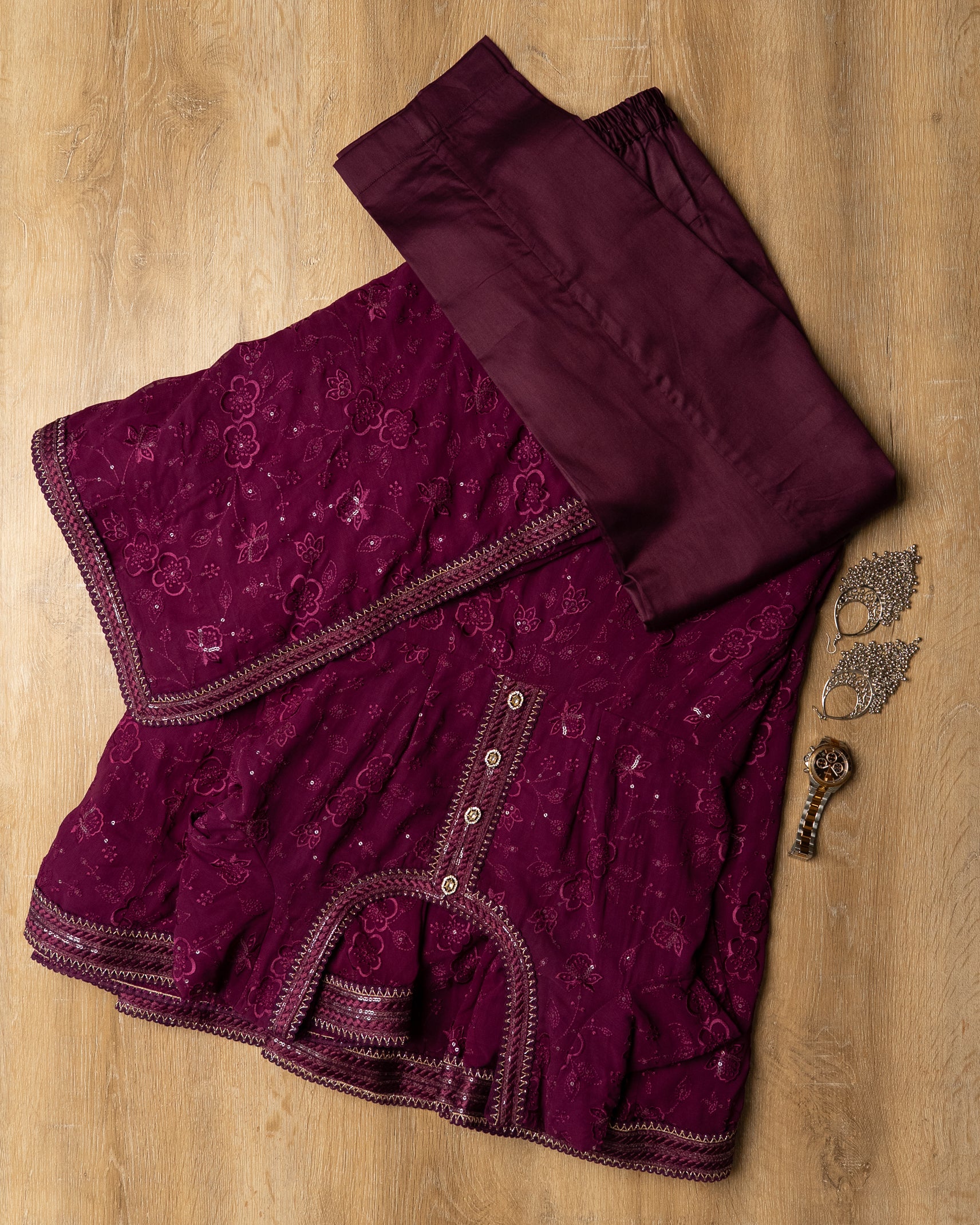 Plum Purple Embroidered Maxi Dress