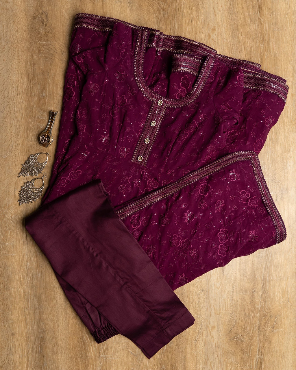 Plum Purple Embroidered Maxi Dress