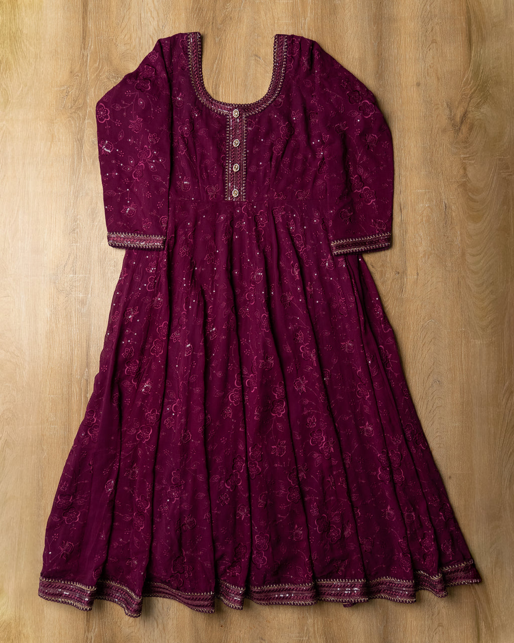 Plum Purple Embroidered Maxi Dress