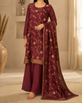 Wine Floral Silk Kurta Set