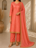 Peachy Pink Embroidered Suit