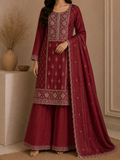 Deep Maroon Embroidered Kurta  Set