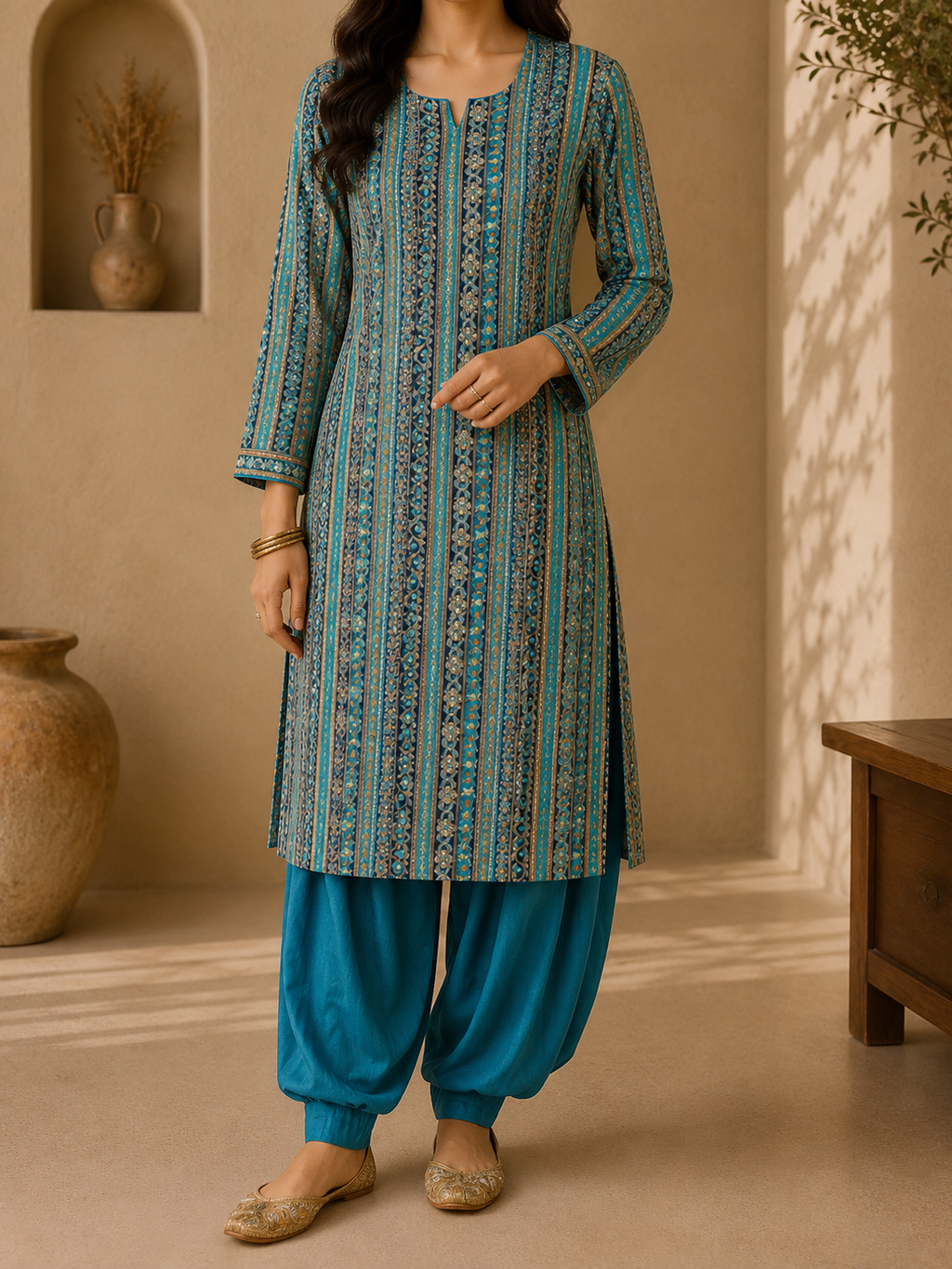 Blue Royal Embroidered Suit Set
