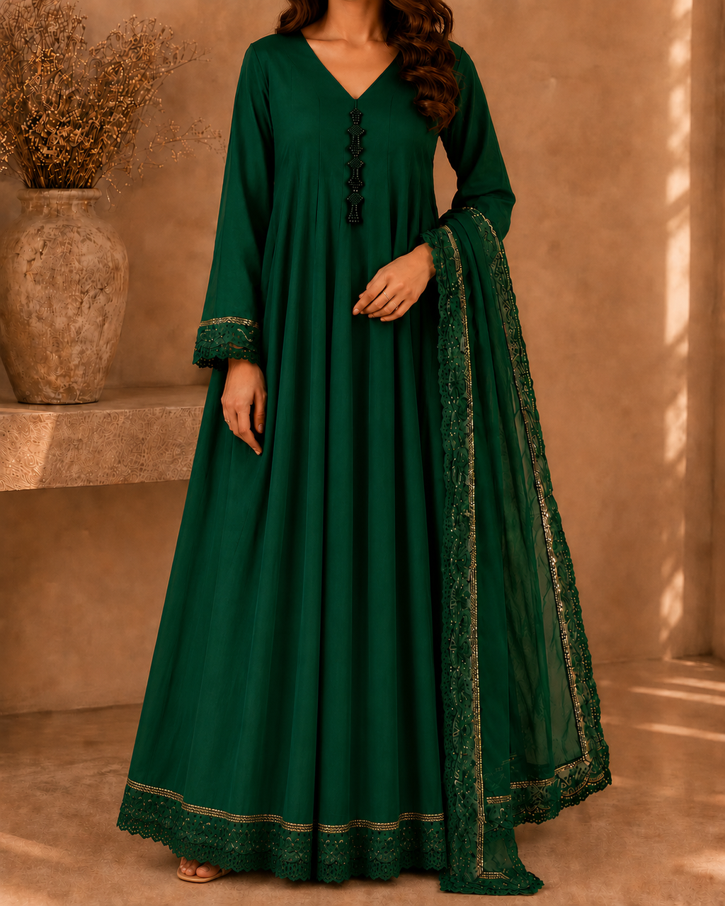 Emerald Green Anarkali Set