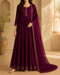 Plum Purple Embroidered Maxi Dress