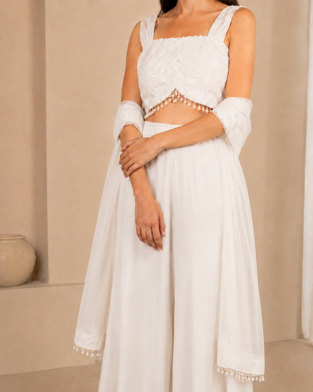 White Pearl Embellished co-ord Set
