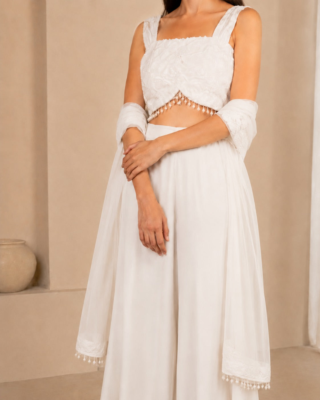 White Pearl Embellished co-ord Set